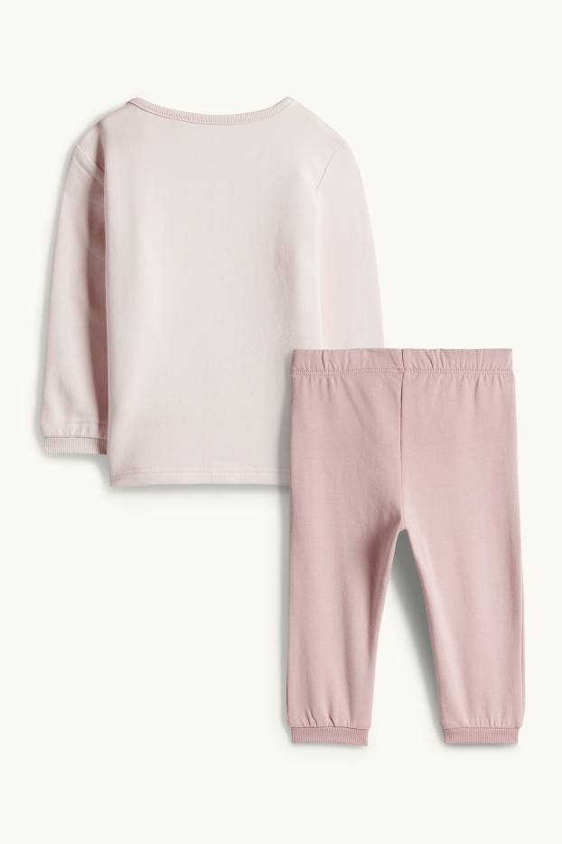 Miminka - dívky - Květiny - pyžamo pro miminka - 2dílné - růžová