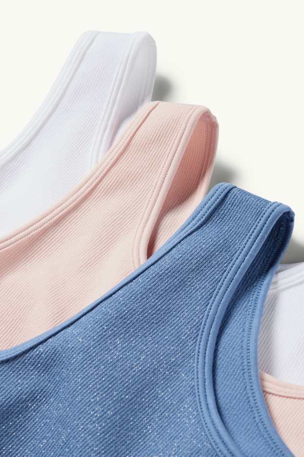 Kinder Mädchen - Multipack 3er - Bustier - gerippt - blau