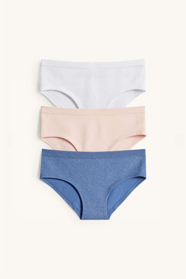 Děti - dívky - Multipack 3 ks - kalhotky - žebrované - modrá