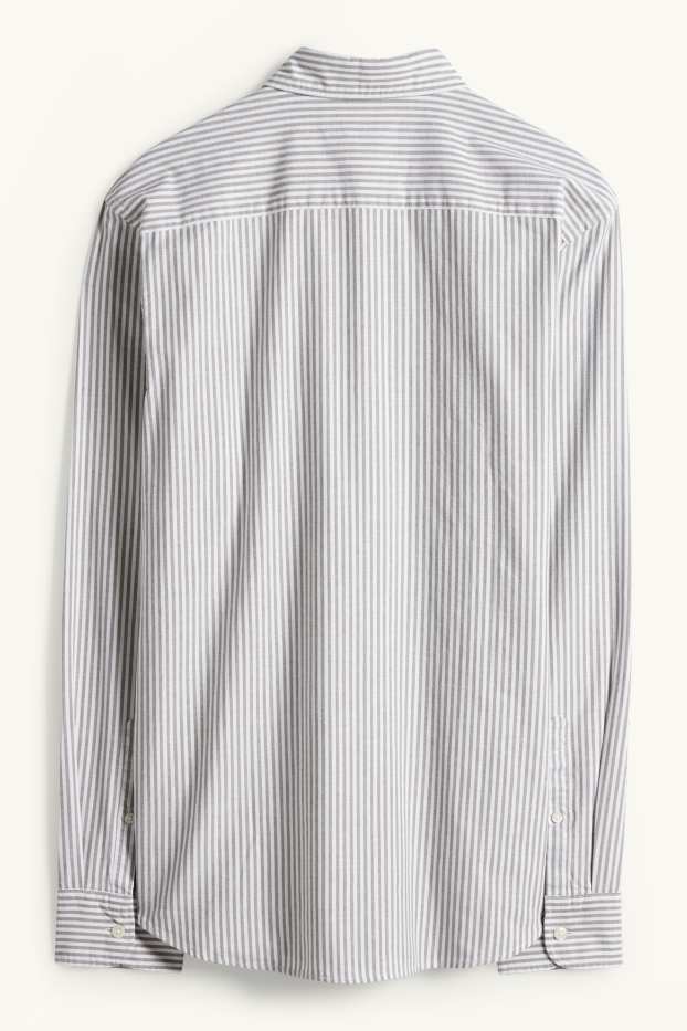 Hommes - Chemise - regular fit - col button-down - à rayures - vert / blanc crème