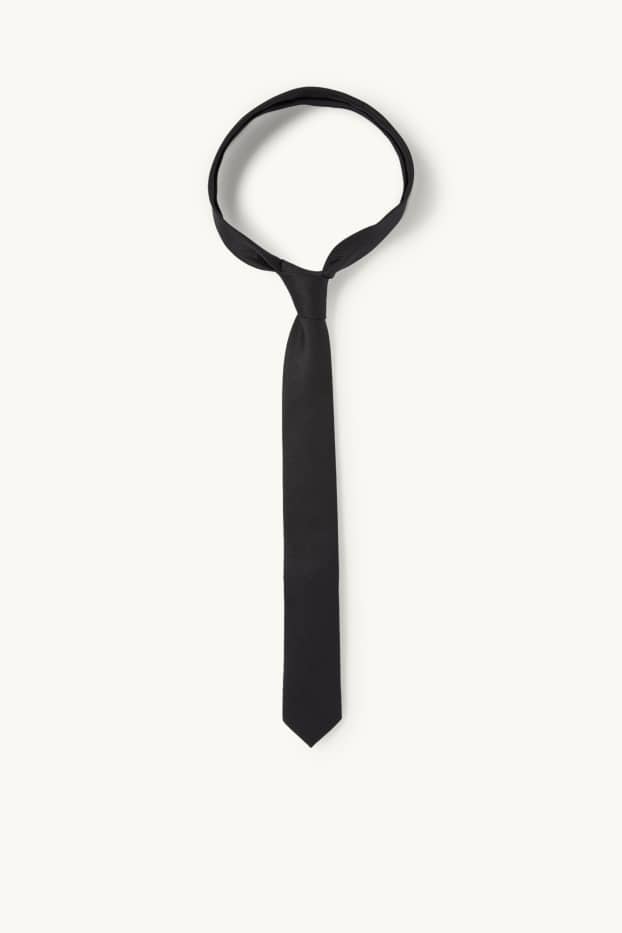 Kinder Buben - Krawatte - gerippt - schwarz