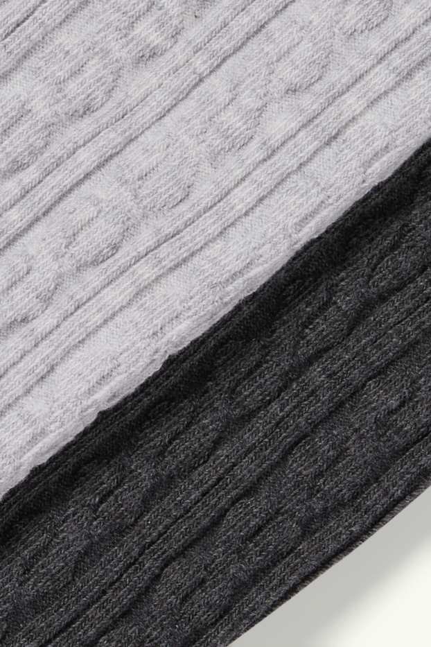 Enfants filles - Lot de 2 paires - collants - motif tressé - gris foncé / gris clair