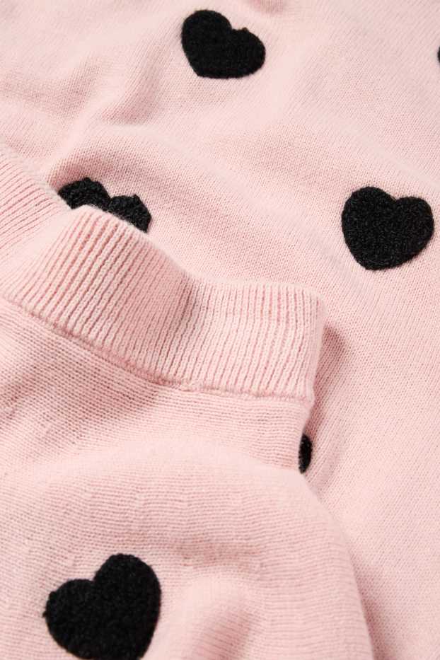 Kinder Mädchen - Herz - Set - Pullover, Rock und Strumpfhose - 3 teilig - rosa