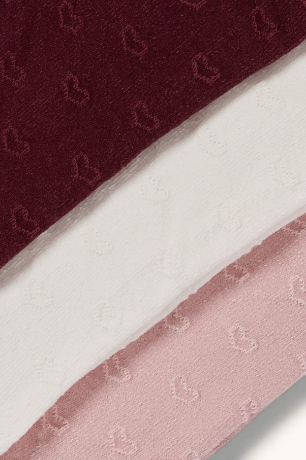 Baby Girls - Multipack of 3 - heart - baby tights - dark red