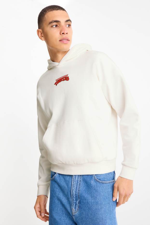 Uomo - Felpa con cappuccio oversize - Tartarughe Ninja - bianco crema