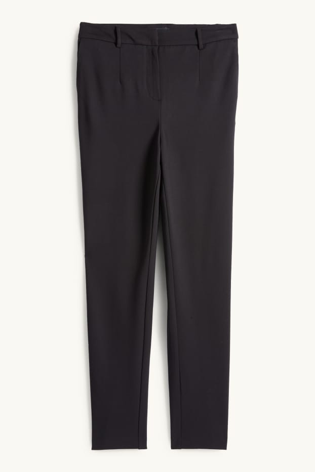 Femei - Pantaloni din jerseu - talie înaltă - tapered fit - negru