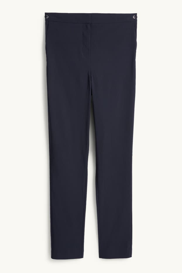 Femei - Pantaloni de stofă - talie medie - tapered fit - albastru închis