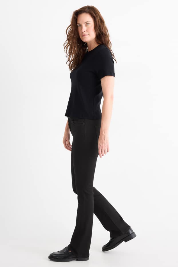 Damen - Bootcut Jeans - Mid Waist - schwarz