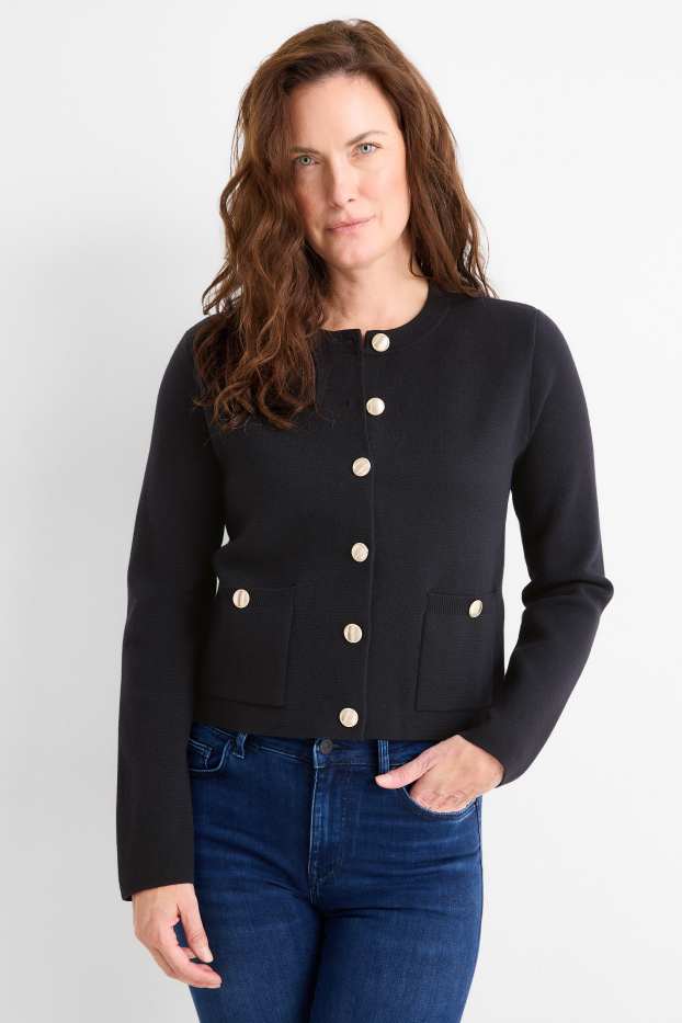 Femei - Cardigan tricotat - negru