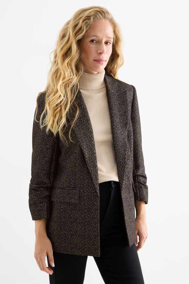 Dona - Blazer formal - regular fit - brillant - estampat de lleopard - negre