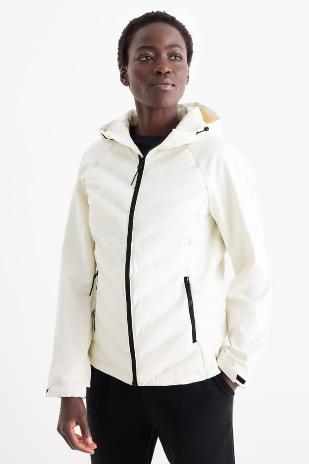 Women - Technical thermal jacket with hood - water-repellent - cremewhite