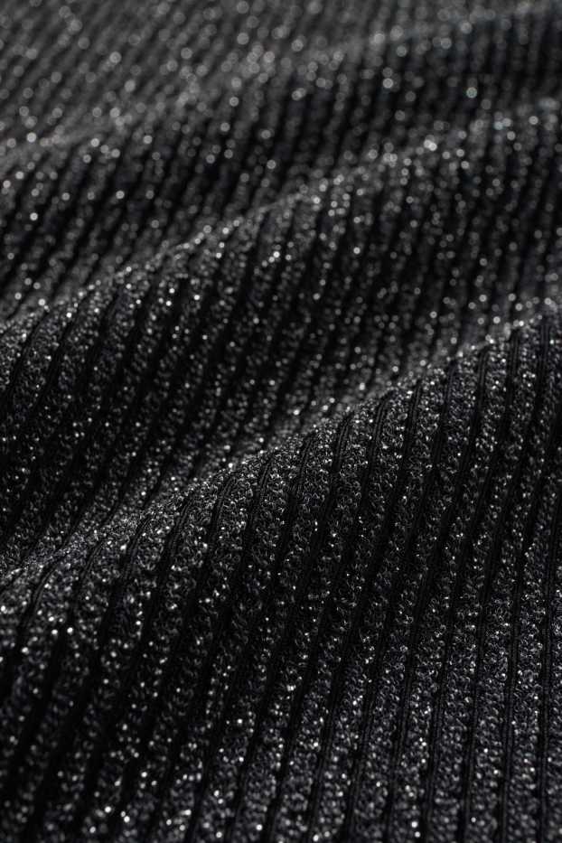 Women - Bodycon dress - ribbed - shiny - black