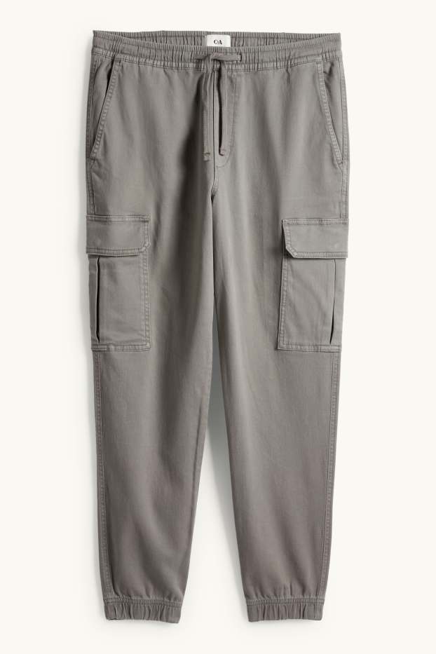 Hommes - Pantalon cargo - tapered fit - LYCRA® - gris