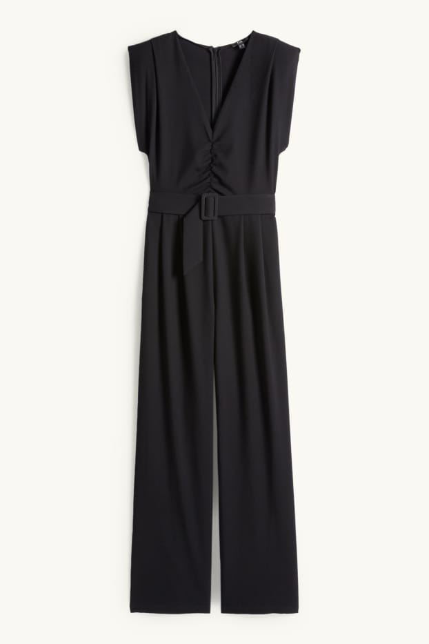 Damen - Jumpsuit mit Gürtel - schwarz