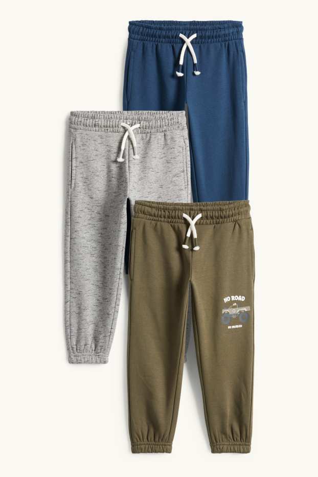 Enfants garçons - Lot de 3 - Monster truck - bas de jogging - vert foncé