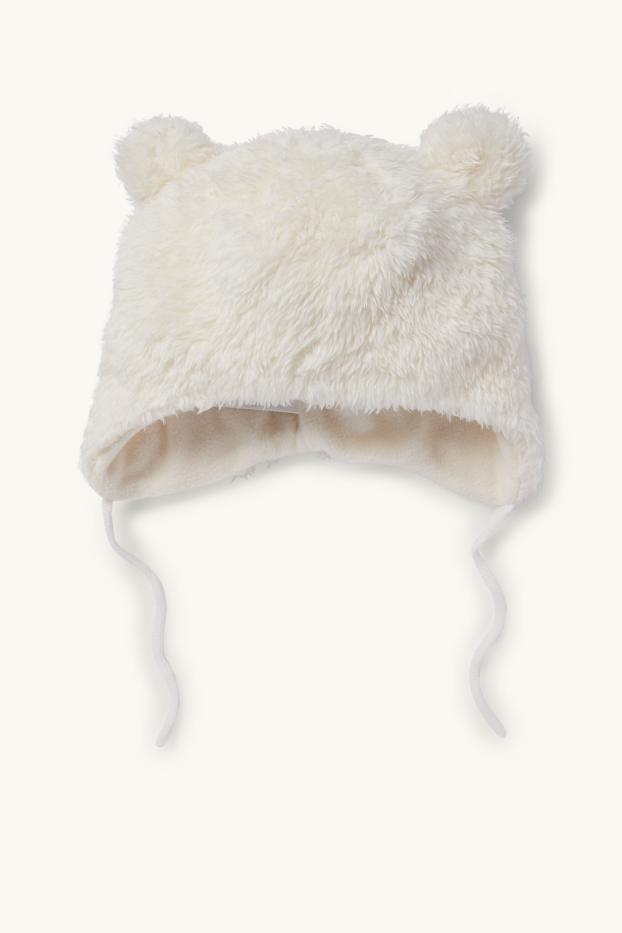 Unisexe - Bonnet en imitation fourrure pour bébé - blanc