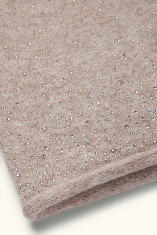 Women - Hat with rhinestones - beige