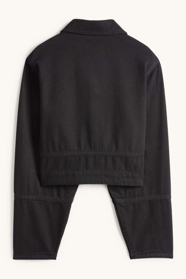 Femmes - Veste courte en jean à strass - noir