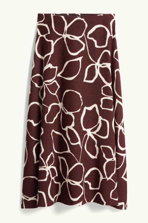 Femmes - Jupe - à fleurs - bordeaux