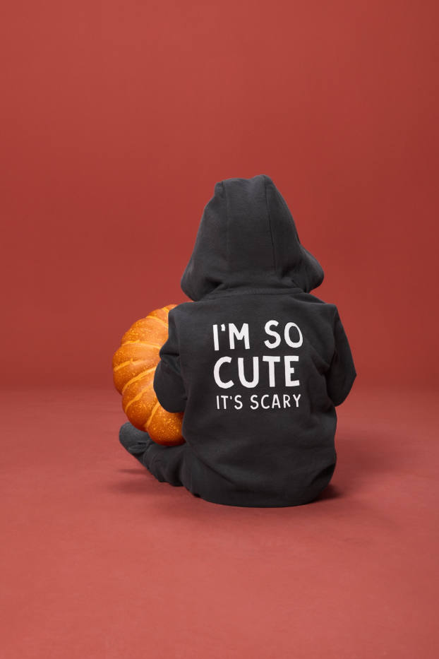 Baby: jongens - Skelet - babypak voor Halloween - donkergrijs