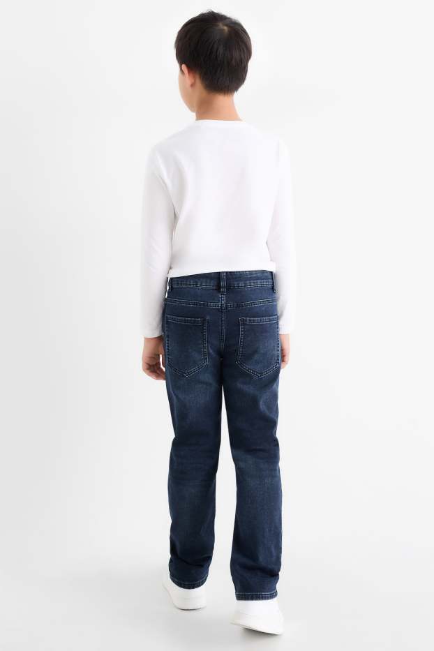Children Boys - Straight jeans - thermal jeans - jog denim - extra-wide waistband - denim-dark blue
