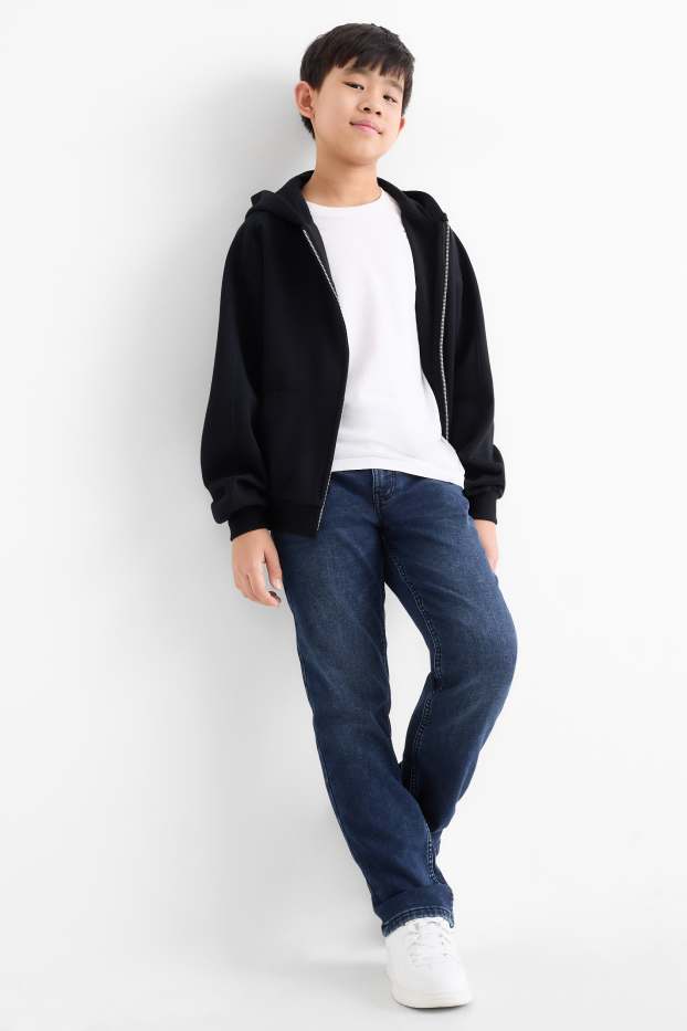 Children Boys - Straight jeans - thermal jeans - jog denim - extra-wide waistband - denim-dark blue
