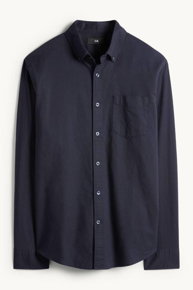 Home - Camisa - regular fit - button-down - blau fosc