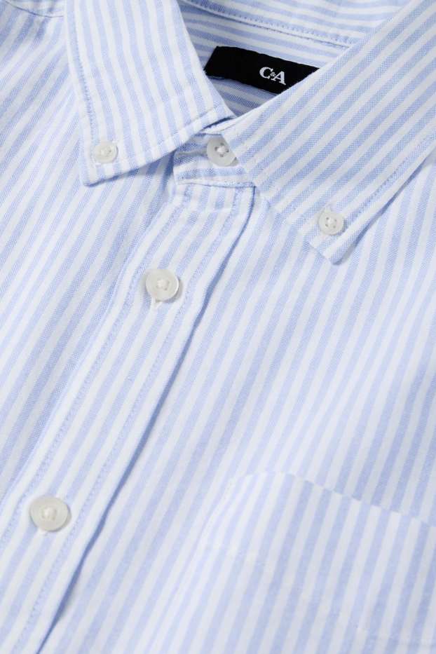 Hommes - Chemise - regular fit - col button-down - à rayures - blanc / bleu clair