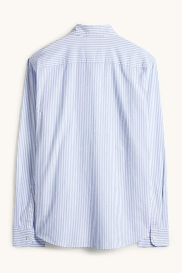 Hommes - Chemise - regular fit - col button-down - à rayures - blanc / bleu clair