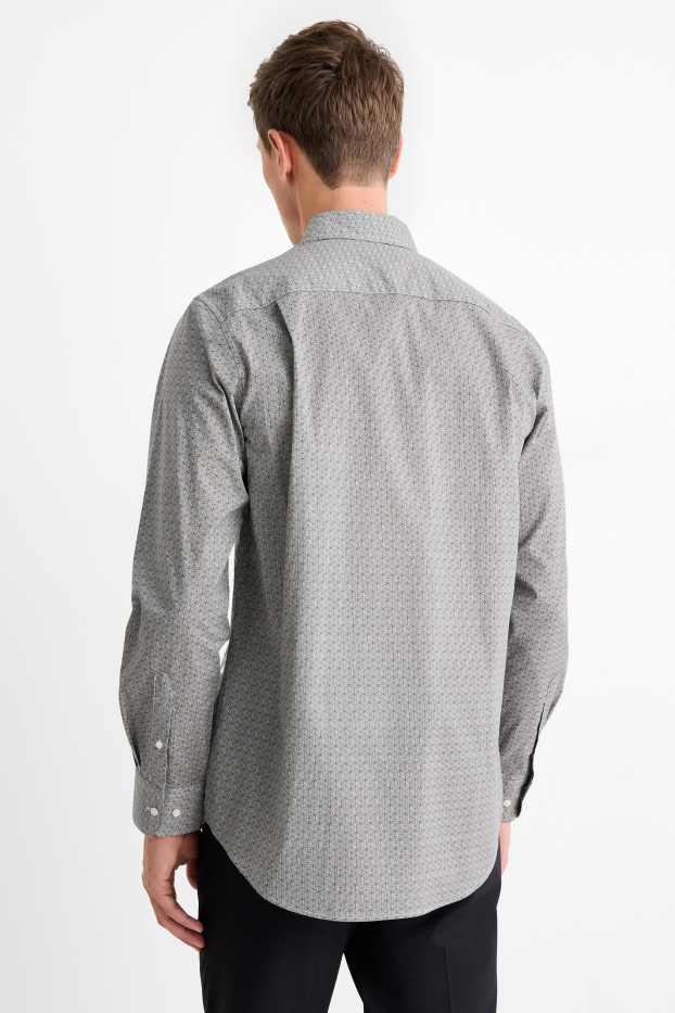 Men - Business shirt - regular fit - Kent collar - easy-iron - patterned - gray