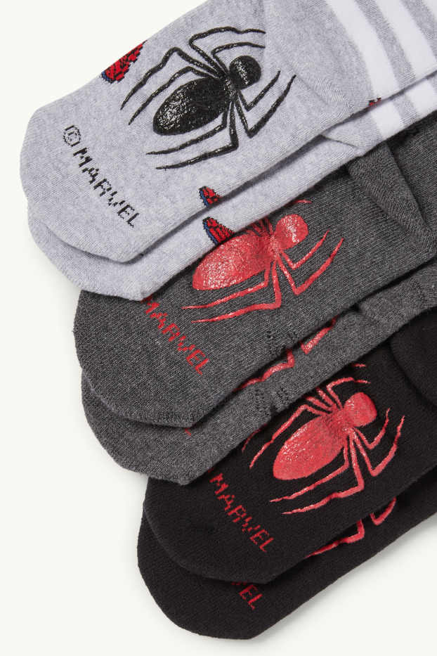 Children Boys - Multipack of 3 - Spider-Man - warm non-slip socks - black / gray