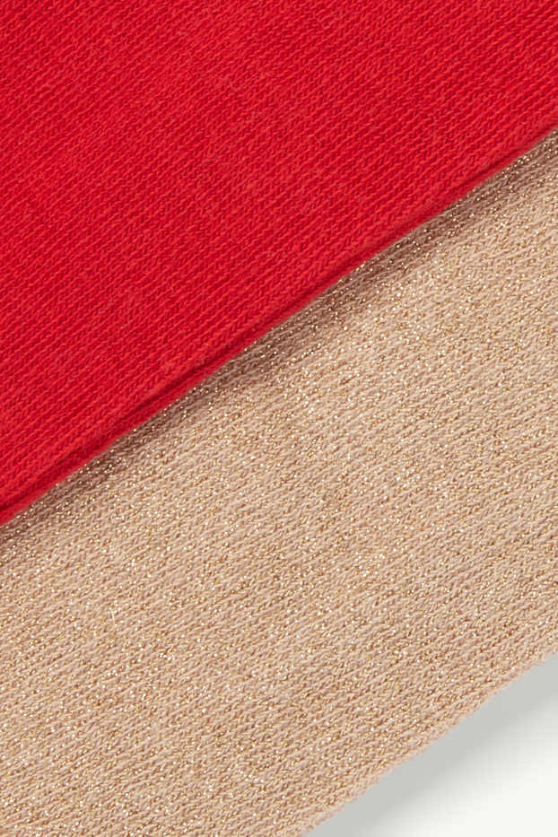 Enfants filles - Lot de 2 paires - collants - rouge / beige