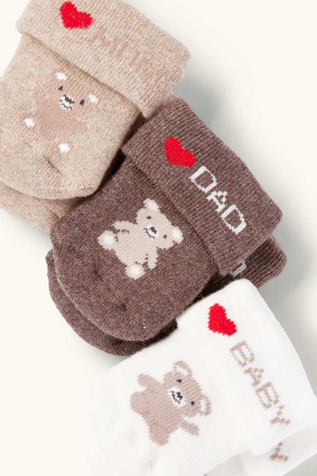 Baby Buben - Multipack 3er - Bärchen - Erstlingssocken mit Motiv - Winter - weiß