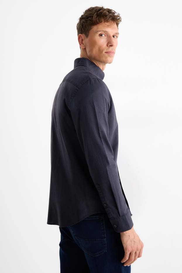 Home - Camisa - regular fit - button-down - blau fosc