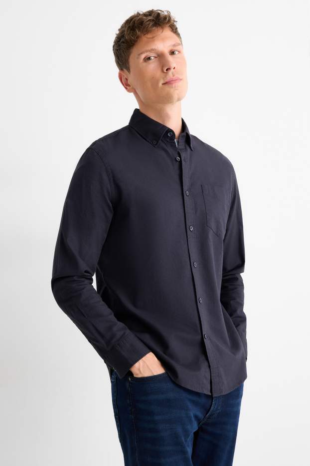 Home - Camisa - regular fit - button-down - blau fosc