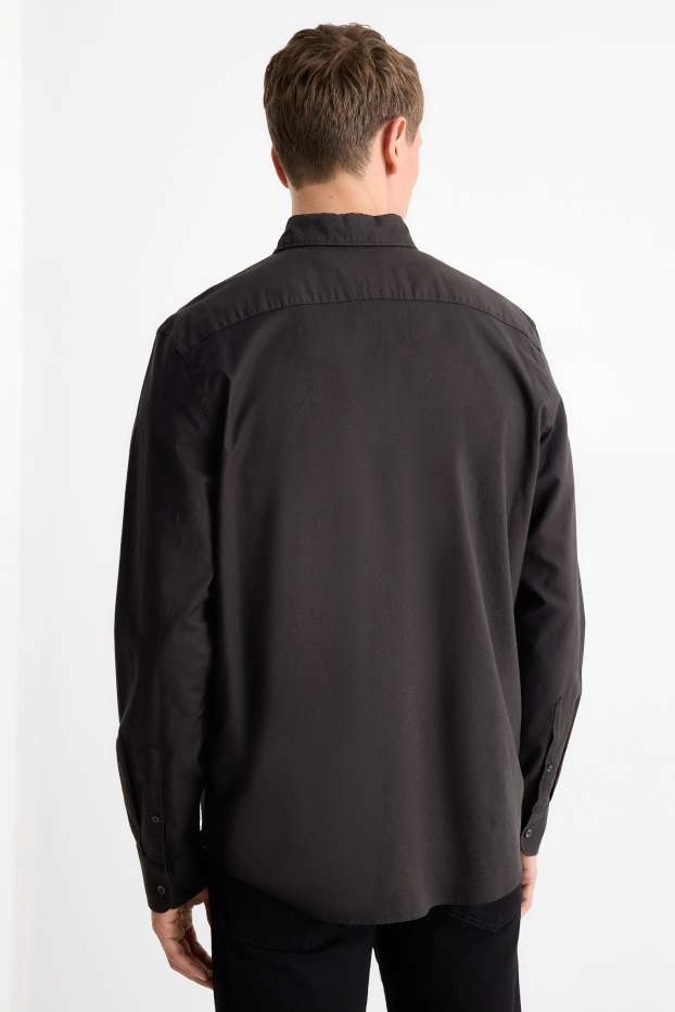 Herren - Hemd - Regular Fit - Button-down - schwarz