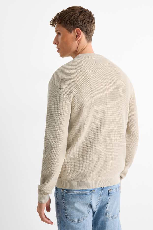 Heren - Trui - met structuur - licht beige