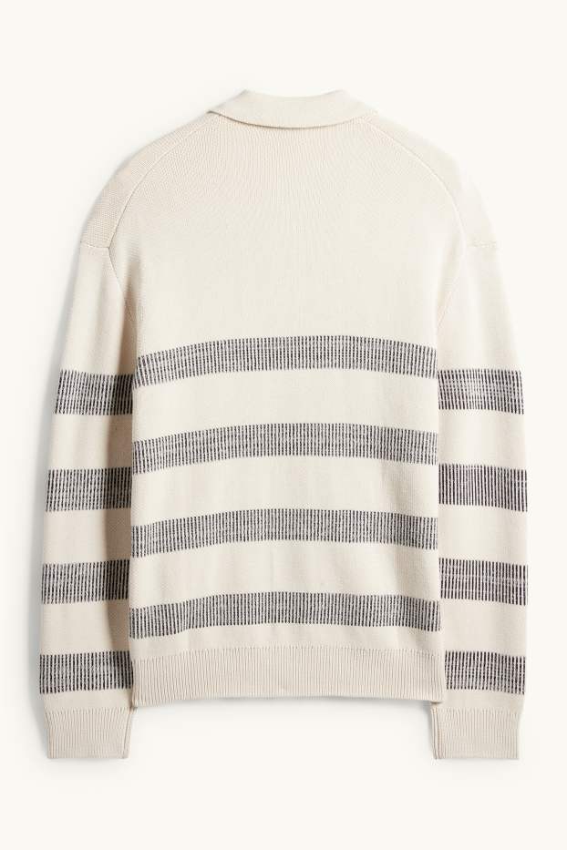 Pánské - Svetr - pruhovaný - světle béžová