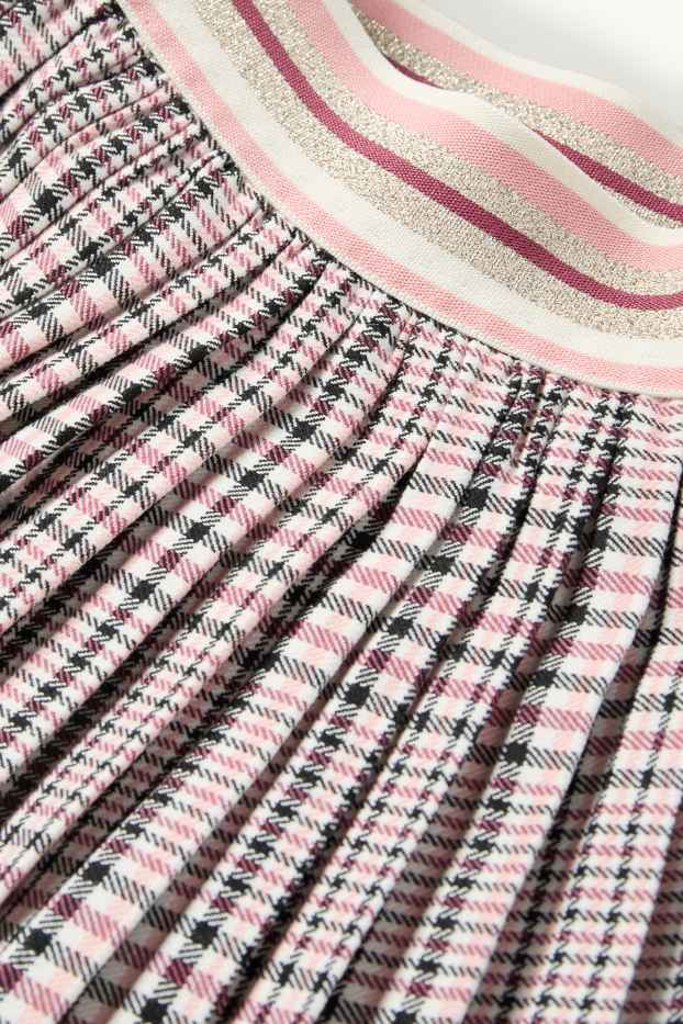 Kinder Mädchen - Plissee-Rock - kariert - rosa