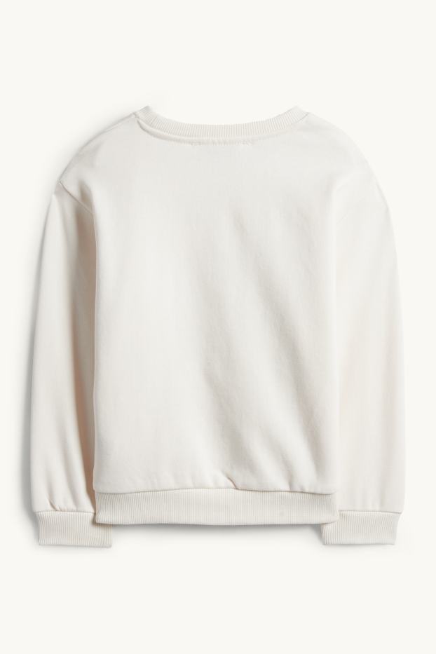 Enfants filles - Poney et papillon - Sweat - blanc crème