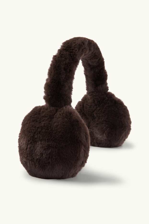 Femmes - Cache-oreilles en imitation fourrure - marron foncé