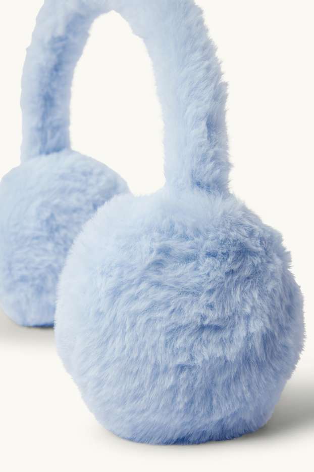 Kinderen: meisjes - Oorwarmers van imitatiebont - lichtblauw