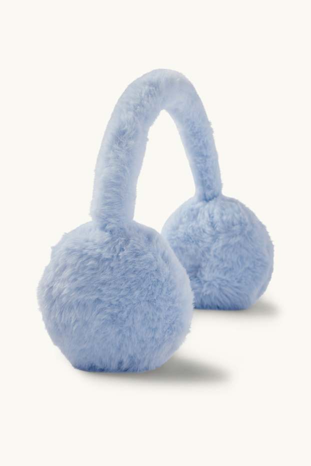 Kinderen: meisjes - Oorwarmers van imitatiebont - lichtblauw