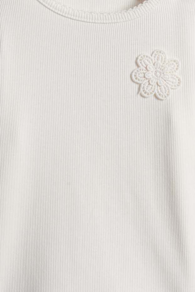 Baby Mädchen - Multipack 3er - Häschen und Blümchen - Baby-Crochet-Langarmshirt - cremeweiß