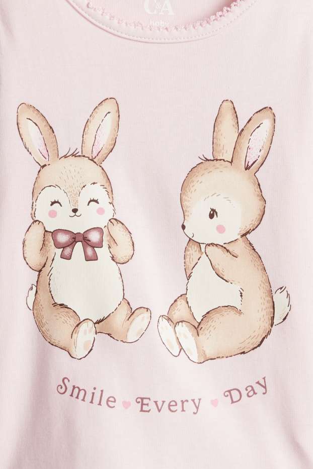 Baby Mädchen - Multipack 3er - Häschen und Blümchen - Baby-Crochet-Langarmshirt - cremeweiß