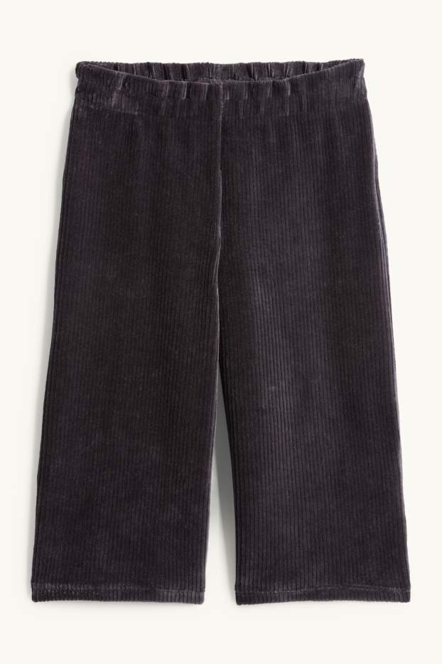 Enfants filles - Pantalon en velours - côtelé - noir