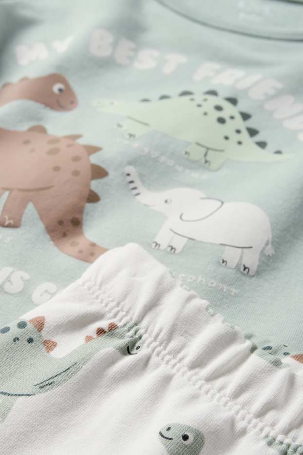 Miminka - chlapci - Dinosauři - pyžamo pro miminka - 2dílné - mátově zelená