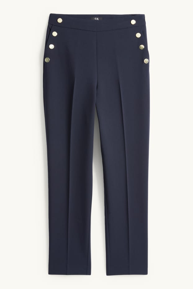 Femei - Pantaloni de stofă - talie înaltă - tapered fit - albastru închis