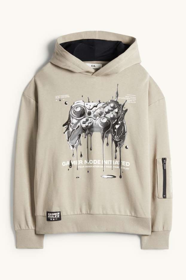 Kinder Buben - Gaming-Controller - Hoodie - beige