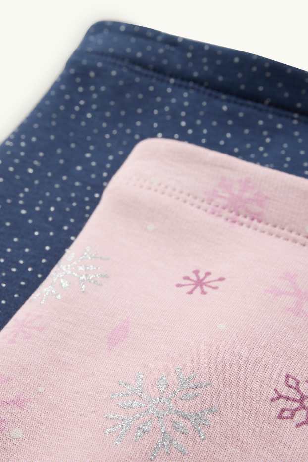 Enfants filles - Lot de 2 - La Reine des Neiges - leggings chauds - rose / bleu